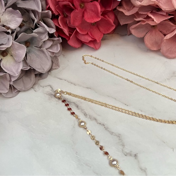 Long Tassel Pearl and Round Disc Necklace - Picture 10 of 16